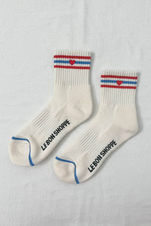 Skarpety Embroidered Girlfriend Socks Leche + Heart