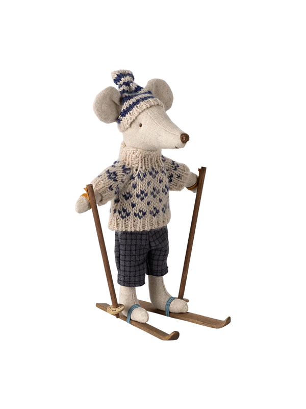 Myszka Narciarz Winter mouse with ski set Dad blue