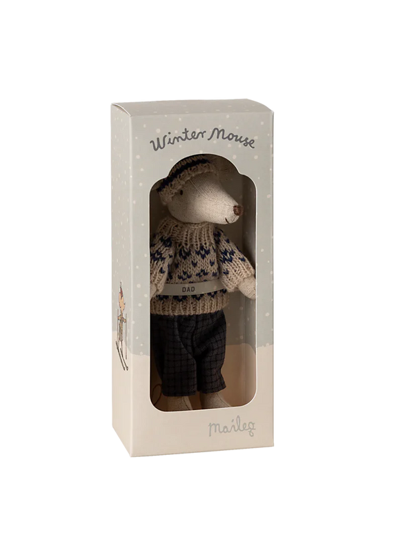 Myszka Narciarz Winter mouse with ski set Dad blue