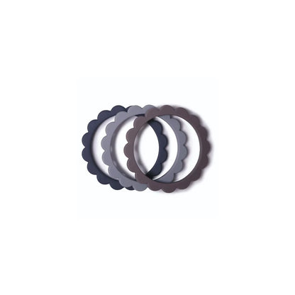 Silikonowy Gryzak Bransoletka FLOWER dove gray/ steel/ stone
