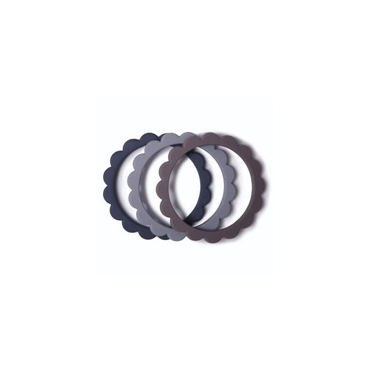 Silikonowy Gryzak Bransoletka FLOWER dove gray/ steel/ stone