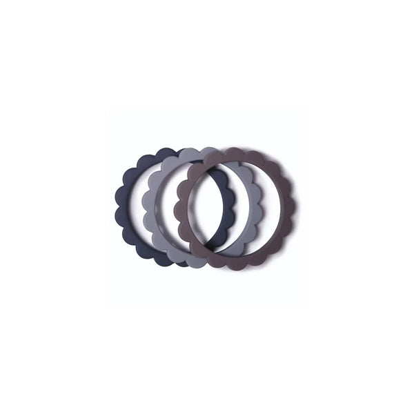 Silikonowy Gryzak Bransoletka FLOWER dove gray/ steel/ stone