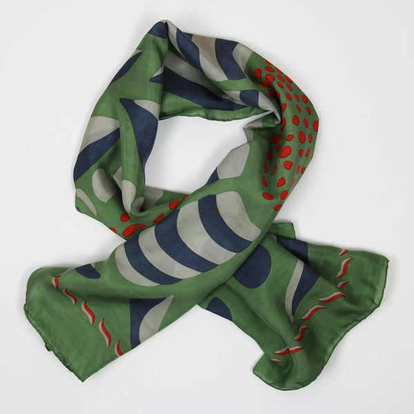 Apaszka jedwabna Myosotis Khaki duża