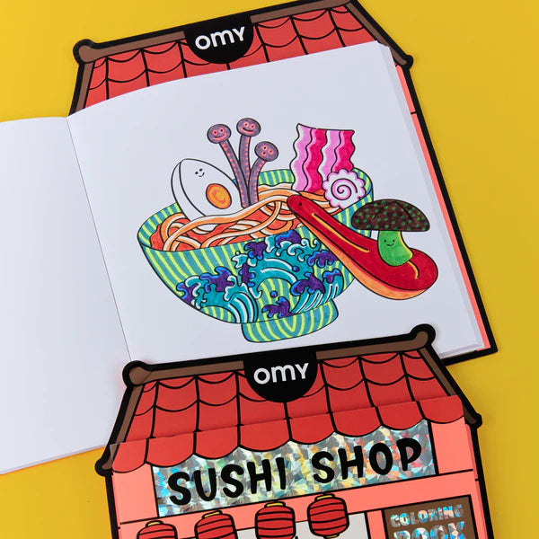 Książka do kolorowania z naklejkami Sushi Shop
