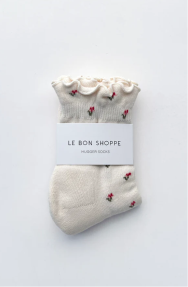 Petal Ruffled Hugger Crew Socks Cream Petal