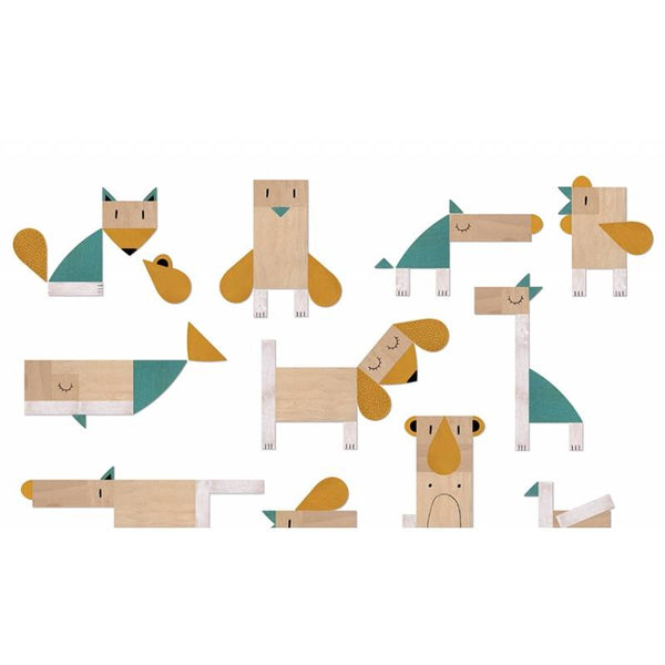 Drewniana układanka Lis i myszka