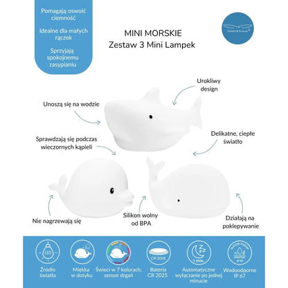 Zestaw Mini Lampki Morskie Silikonowe Białe 3 szt. - Rabbit & Friends