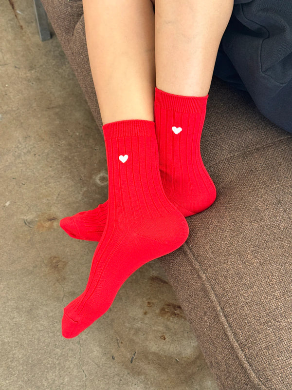 Skarpety Embroidered Her Socks Classic Red + Heart