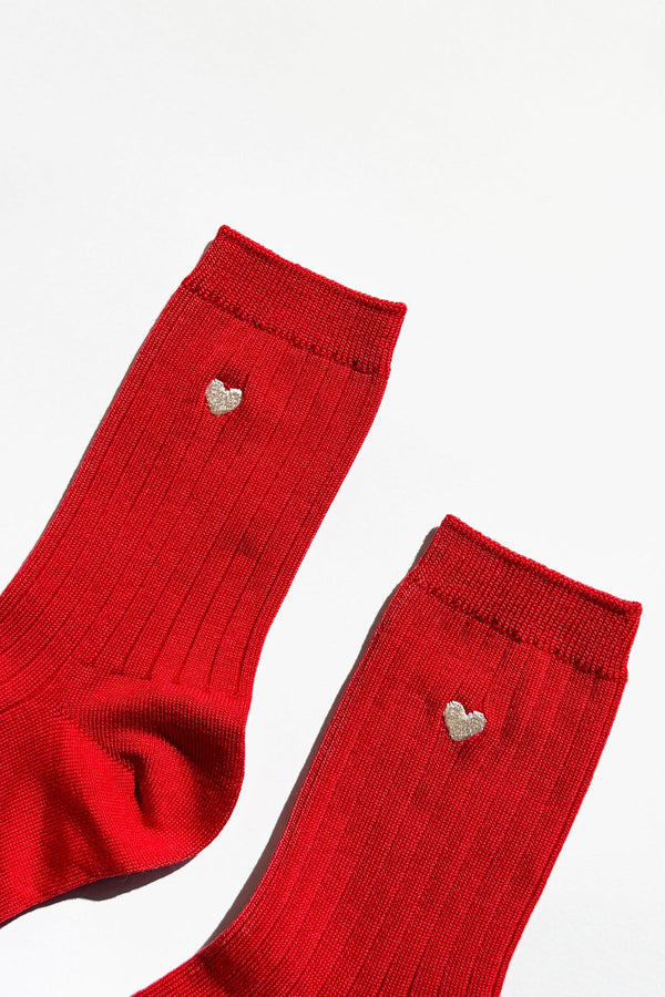 Skarpety Embroidered Her Socks Classic Red + Heart