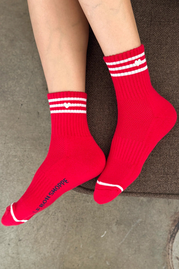 Skarpety Embroidered Girlfriend Socks Scarlet + Heart