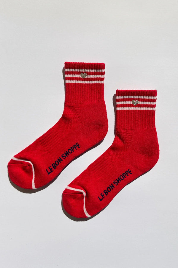 Skarpety Embroidered Girlfriend Socks Scarlet + Heart
