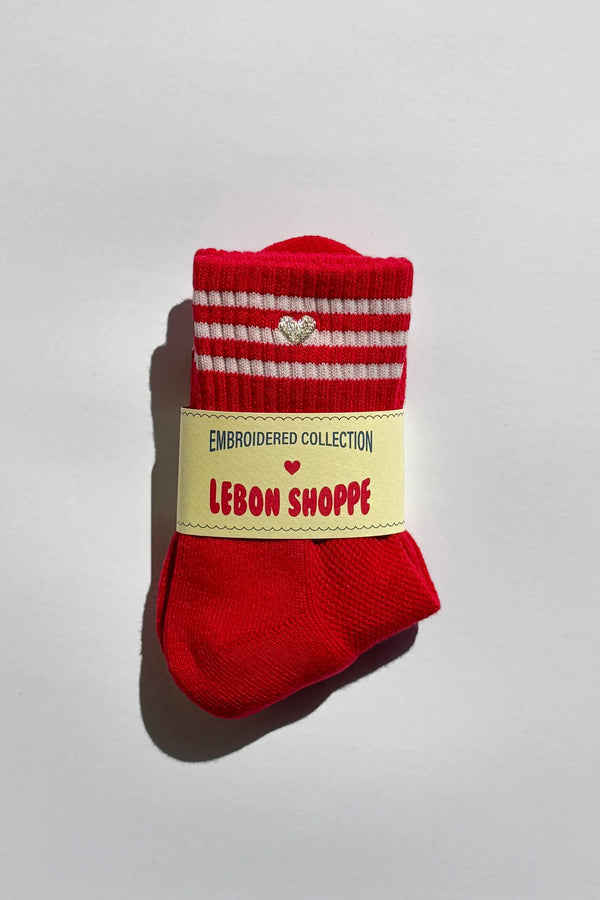Skarpety Embroidered Girlfriend Socks Scarlet + Heart