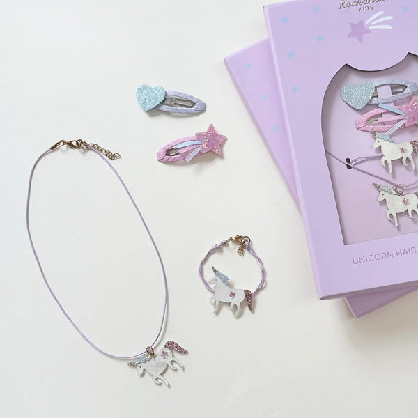 Zestaw biżuterii i spinek dla dziewczynki Unicorn Hair & Jewellery Set