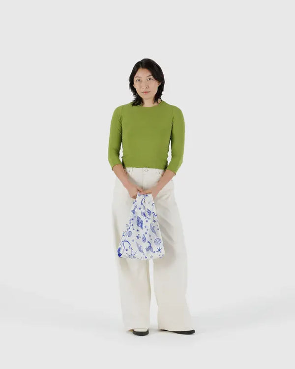 Szoperka Reusable Bag pear navy check Baggu