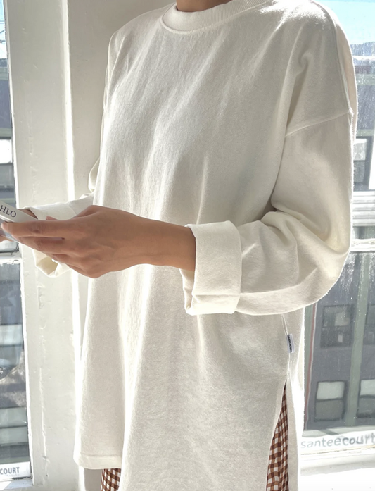 Sunday Tee longsleeve white cotton