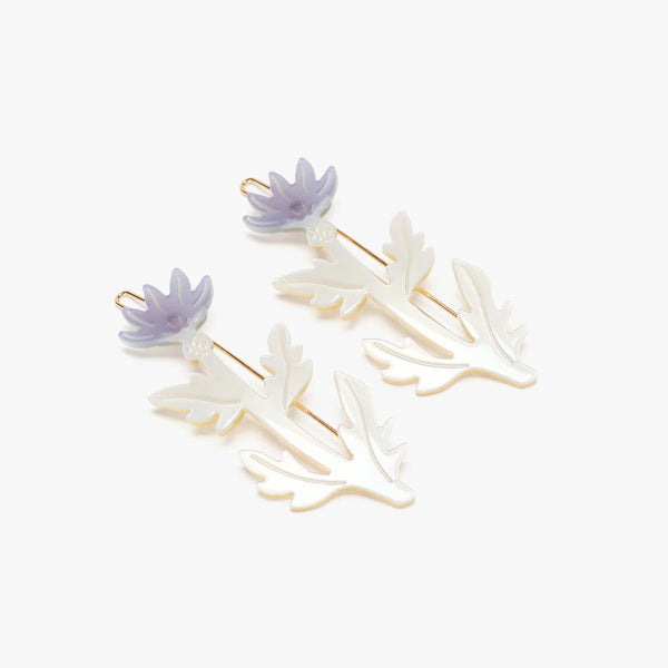 Spinki Thistle Purple Flower Barrette Set