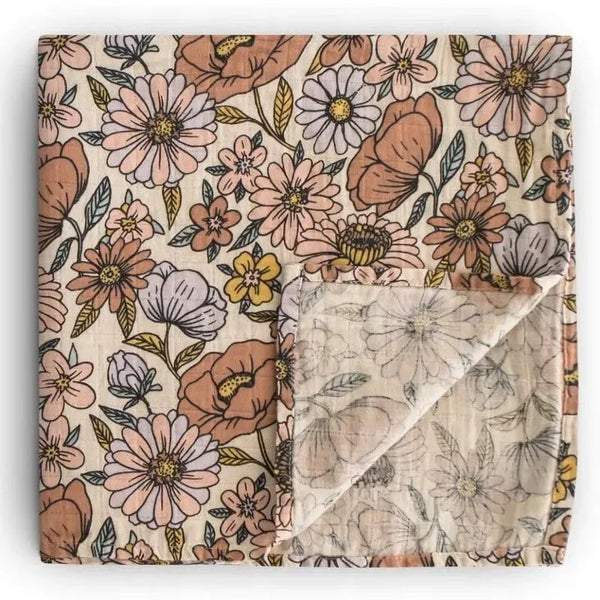 Otulacz z organicznej bawełny Retro Flowers