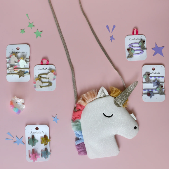Gumki do włosów dla dziewczynki Rainbow Unicorn 4 szt.