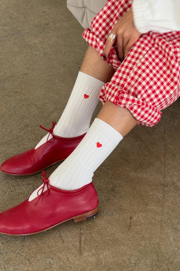 Skarpety Embroidered Her Socks Classic White + Heart